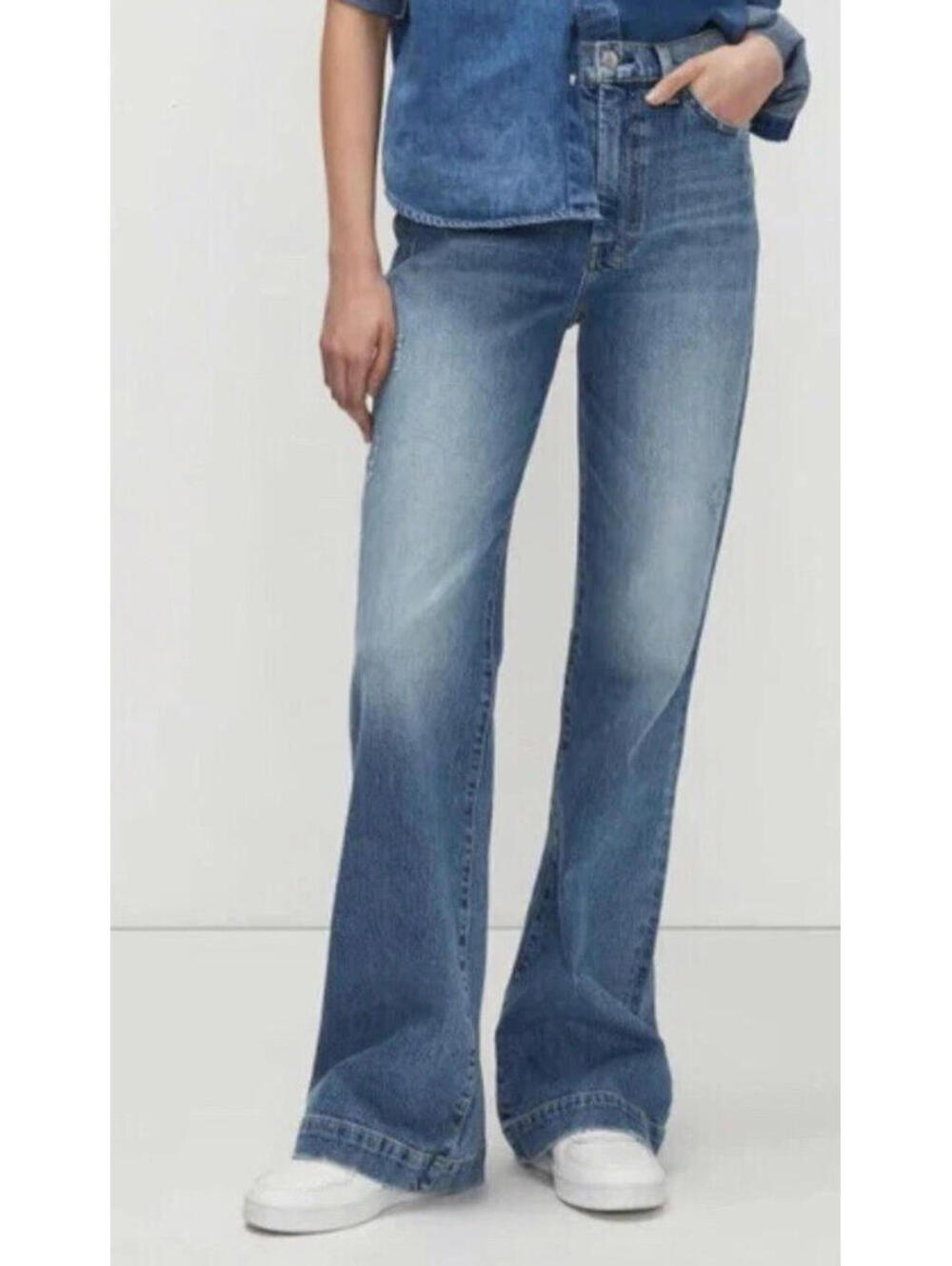 7 For All Mankind Ultra High Rise Dojo Jeans Sz 27  Flare Beauty Blue